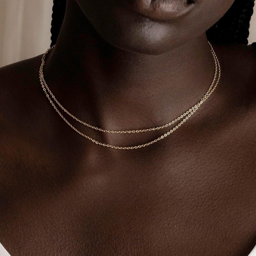 14K Gold Rolo Chain Plated 925 Silver Chain Necklace 14-20" Dainty Choker Women - Picture 5 of 7
